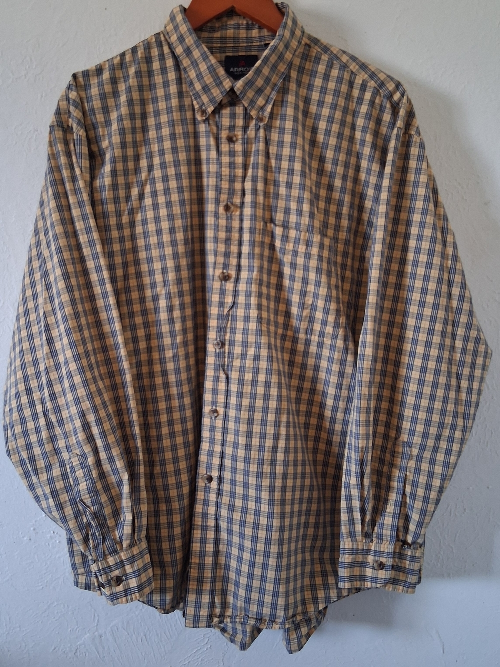 Arrow Yellow and Blue Plaid Button-Down Shirt